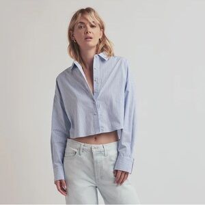 FAVORITE DAUGHTER Crop Ex BF Blue Stripe